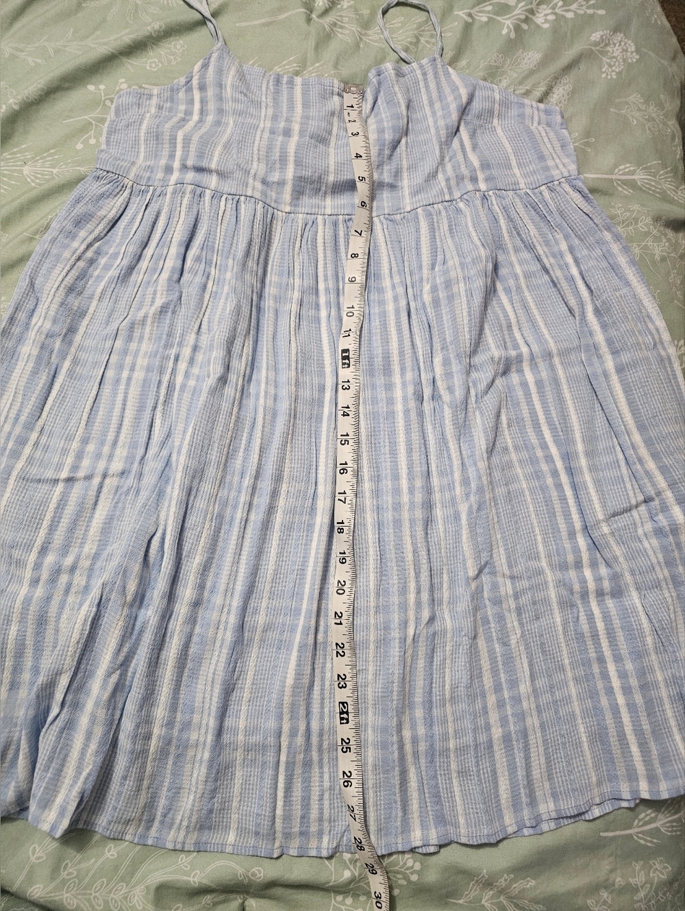 American Eagle Outfitters Baby Doll Light Blue Plaid Midi Dress Large - Picture 16 of 16